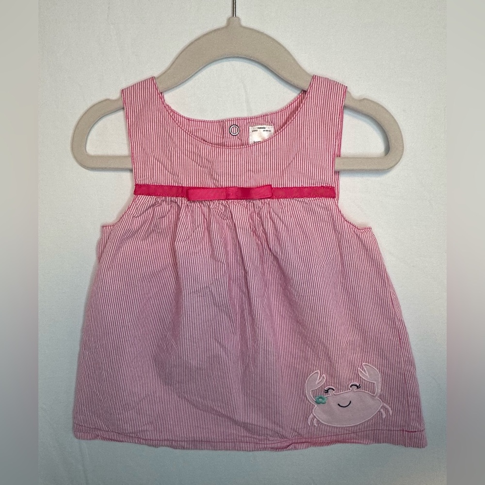 Carters - Baby Girls Pink Stripe Crab Dress - 18M